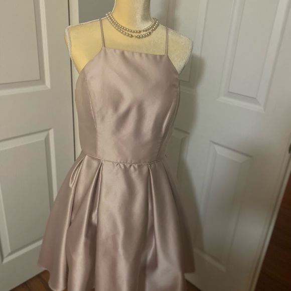 Betsy and Adam Satin dress. Great HOCO dress. Worn once excellent condition. - Picture 7 of 8